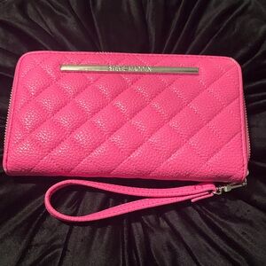 Steve Madden Hot Pink and Gold Quilted Clutch